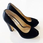 Michael Kors Michael Black Satin Peep Toe Platform Heels Size 8 Pleasers Studded Photo 4