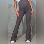Pretty Little Thing Maternity Slate Ribbed Flared Leggings Grey 10 NWT IN PKG Photo 1