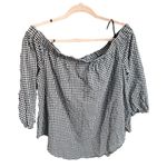 City Chic  Gingam Off Shoulder Slit Sleeve Top | Black/White | XS (14) Photo 2