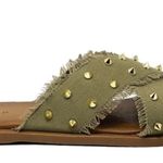 Shu Shop Berta Sandal in Olive Gold Studs Size 9 Green Photo 3