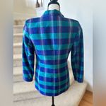 Vintage Stanley Blacker for Gantos Cobalt Blue Silk Madras Plaid Blazer Size 4 Photo 3