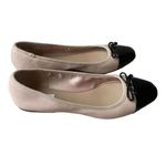 Saks 5th Avenue Saks Fifth Avenue Inez Leather Balllet Blush Pink Black Bow Flats Cap Toe Sz 10 Photo 3
