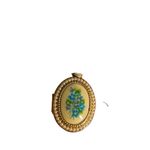 Vintage Avon Blue & White Floral Locket Pearl Trim Gold cottagecore grandmacore Photo 4