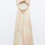 ZARA  maxi long satin foil effect cowl neck body on casual summer vacation dress Photo 5