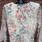 Reba McEntire Floral Embroidered Dress Cream Coral Blue Womens Size Large Maxi Photo 6