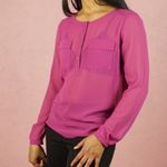 Bebe  Womens Size S Sheer Chiffon Collarless Blouse‎ Photo 3