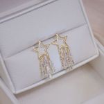 Delicate Star Tassel Earrings for Women,Star Stud Earrings for Girls Gold Photo 2
