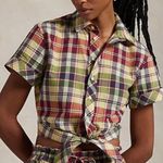 Ralph Lauren Polo  Cropped Plaid Cotton Tie Front Top Photo 0