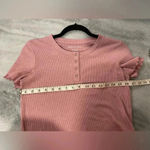 American Eagle Dusty Rose Ribbed Stretchy Short Sleeve Crop Top Henley Size XS Photo 5