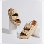 NEW Raffia Platform Sandals Comfortable Buckle Straps Espadrilles Slides Shoes 8 Tan Photo 7