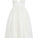Sachin + Babi  BHLDN Carmina Size 8 Ivory Bow Embellished Organza Midi Dress NWT Photo 0