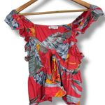 Patrons of Peace Tropical Print Ruffled Tank Photo 0