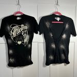 Affliction Small t shirt gold splatter spray paint Photo 1