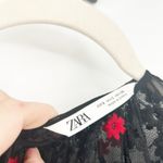ZARA  Womens Whimsigoth Dark Sheer Embroidered Floral‎ Lace Midi Dress Size S Photo 4