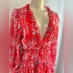 Selfie Leslie 
Laney Cutout Back Ruffle Detail Floral Dress Red size medium Photo 11