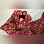Urban Outfitters Outfitters Red Floral Dress Cap Sleeve Gathered Ruched Skirt XS-TP Photo 8