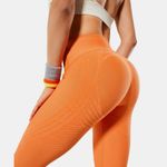 Fanka Body Sculpt 7/8 Length Reversible Leggings Orange EUC Size S Photo 2