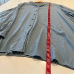Eileen Fisher Blue 100% Silk Georgette Crepe Mandarin Collar Shirt Size 1X Photo 4