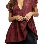 Free People  Baby Blues Tunic Shirt Dress Lace Striped Ruffle Love Combo, XS Photo 0