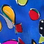 Vintage Rickie Freeman Dress Blue Black Pop Art Star Print Pleated Silk Midi Size 12 Photo 8