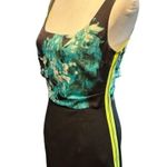 T Tahari T. Tahari Floral Dress with Bright Green Side Zipper Sz 4 Photo 9