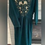 Vintage Vanity Fair House Coat Robe Green Velour Pockets Embroidered Medium Photo 0