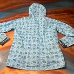 Marmot Hooded Raincoat blue yellow white floral vented size medium Photo 1
