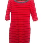 Tommy Hilfiger 💙SALE 3/$25 BOATNECK STRIPED RED DENIM STRETCH KNIT DRESS Photo 0
