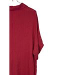 BKE  Women Top Shirt Button Front Collar Pocket Short Sleeve‎ Oversized Red Small Photo 7