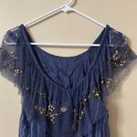 Free People  Navy Sequin Blouse Photo 2