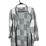 LOFT Outlet XL Gray & White Checkered Long Sleeve Open Front Cardigan Photo 1