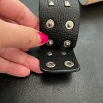 Kara NYC Cara New York Vintage y2k Leather Punk Rivets Decor Wide Bracelet Unisex cuff wristband snap moto rock whimsygoth OS 2 row pyramid metallic Photo 4