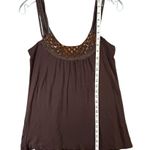 Lola Tank Top Womens L Brown Beaded Embellished Strappy Tunic Flowy Casual Chic Size L Photo 6