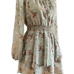 Allegra K  ruffled floral layered tiered chiffon smocked waist dress size xs Photo 2