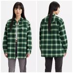 Levi's Dorsey Western Shirt Flannel Women's Pearl Snap Green Plaid Size Small Photo 1