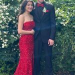 Full Sequin Red Prom Dress Size 0 Photo 0