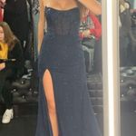La Femme Navy Prom Dress Photo 6