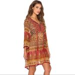 Raga Red Brown Paisley Floral Tunic Mini Dress Photo 9