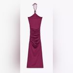 ZARA  Fuchsia-Purple Halter  Dress Size L Photo 5