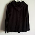 True Rock  Black Hooded Button Front Cableknit Sweater L Photo 1