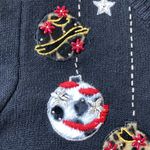 Victoria Jones Black Embroidered Christmas Holiday Cardigan Leopard Print Medium Photo 5