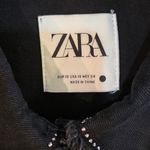 ZARA  Cowgirl Concert Dazzler Rhinestone Fringe Jewel Black Jacket Denim Oversize Photo 4