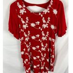 Umgee Red Embroidered Floral Dress Size Large Photo 0