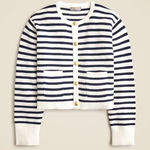 J.Crew Stripe New Relaxed Emilie Sweater Lady Jacket CB889 White Blue Sze M NWT Photo 0