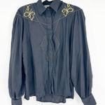 Wrangler Womens Vintage Western Embroidered Studded Rodeo Button Down Shirt L Photo 0