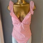 J.Crew Ruffle Strap One-Piece Swimsuit Pink Check Size 6 NWT Photo 5