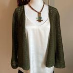 Norton Studios Women’s Open Knit Long Sleeve Olive Green Layering Summer Sweater Size L Photo 5
