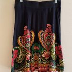 Desigual  Jersey pull on skirt black earth tones floral sewn on embellishments M Photo 0