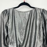 French Connection  Womens Silver Black Metallic Waterfall‎ V-Neck Bodysuit US 2 Photo 9