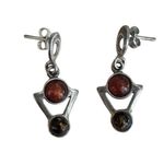 Vintage Sterling Silver Multitone Baltic Amber Earrings Photo 0
